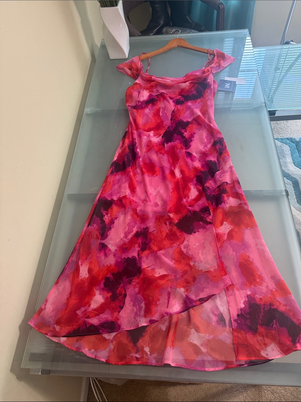 IN SAN Francisco Watercolor Slip Dress Size XL Romantic Wedding Guest Dress - Picture 5 of 7